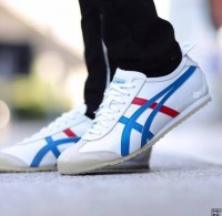 Benzer Shoes | Onitsuka Tiger Sneakers Mexico 66 White Blue Red Laces